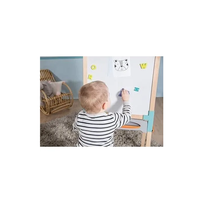 Smoby Pizarra de Madera Doble Cara Tiza Magnética Blanca Plegable 80 Accesorios 3