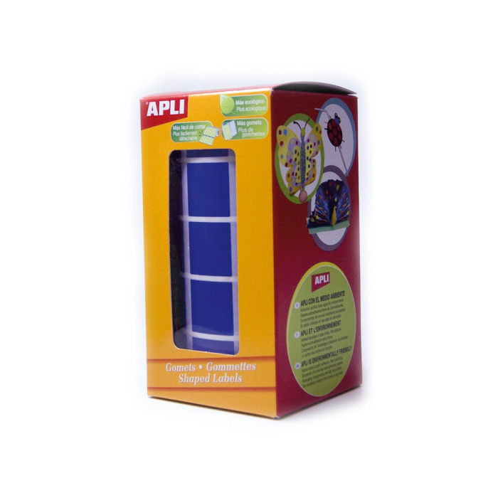 Apli Gomets Autoadhesivos Cuadrados 20x20 mm Azul Rollo 1770 Unidades 1