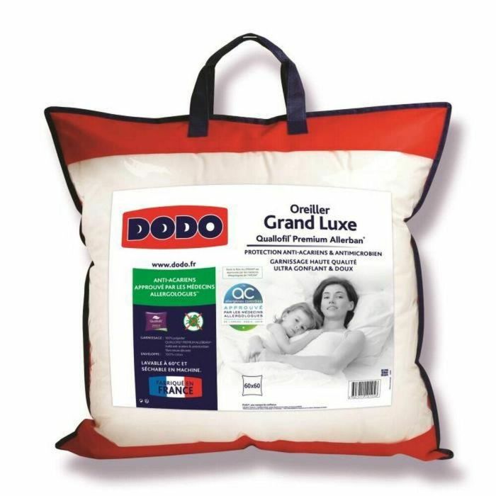 Dodo Almohada Grand luxe Quallofil Allerban 60x60 cm Blanco Algodón Lujo Tratamiento Antiácaros Fabricación Francesa