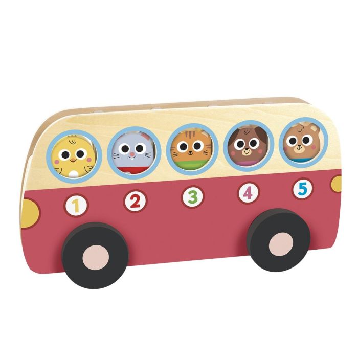 Goula 1 To 5 Bus 1110100757 - Juguete Educativo de Madera para Aprender a Contar del 1 al 5, Autobús con 5 Animales, +18 Meses, Multilingüe 2