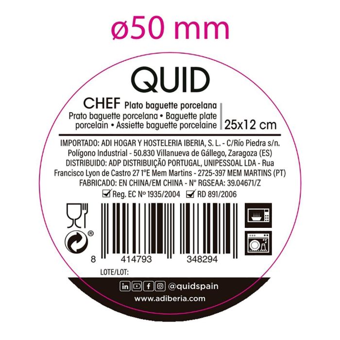 Plato Aperitivo Porcelana Chef Quid 25x12 cm (6 Unidades) Plato Aperitivo Porcelana Chef Quid 25x12 cm (6 Unidades)
