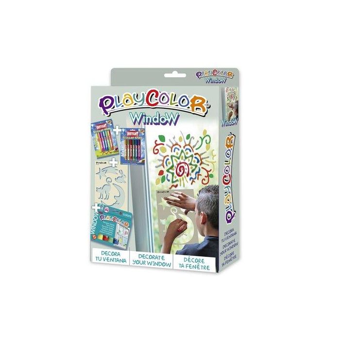 Tempera Instant Solida Playcolor Window Pack Window (Tempera + Blister Instant Glitter Metallic + Blister Instant Glitter Neon + Plantilla A4 + Triptico)