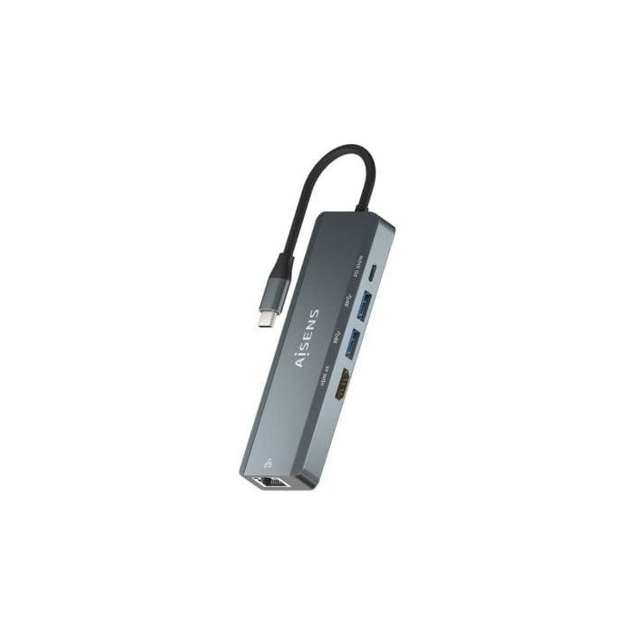 AISENS - USB-C DOCK 5 EN 1, USB-C A 1xHDMI, 1xRJ45, 2xUSB, 1xPD, GRIS, 15CM AISENS - USB-C DOCK 5 EN 1, USB-C A 1xHDMI, 1xRJ45, 2xUSB, 1xPD, GRIS, 15CM