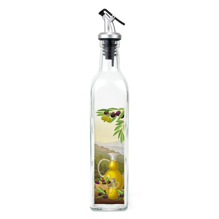 Inde Aceitera de vidrio con tapa ABS, 500 ml, ideal para aceite de oliva y vinagre, capacidad 500 ml (24 Unidades)