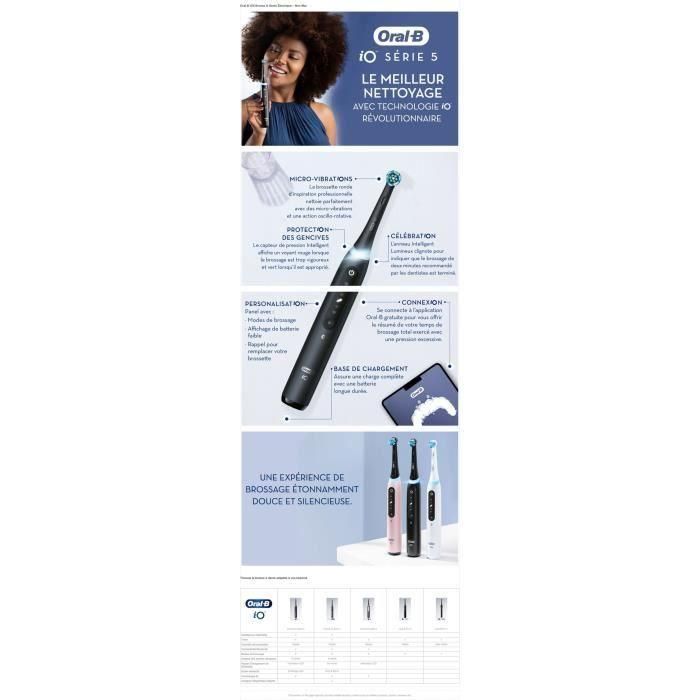Oral-B iO 5 Pack de 2, cepillos de dientes eléctricos en blanco y negro, 2 cabezales 4 Oral-B iO 5 Pack de 2, cepillos de dientes eléctricos en blanco y negro, 2 cabezales 4