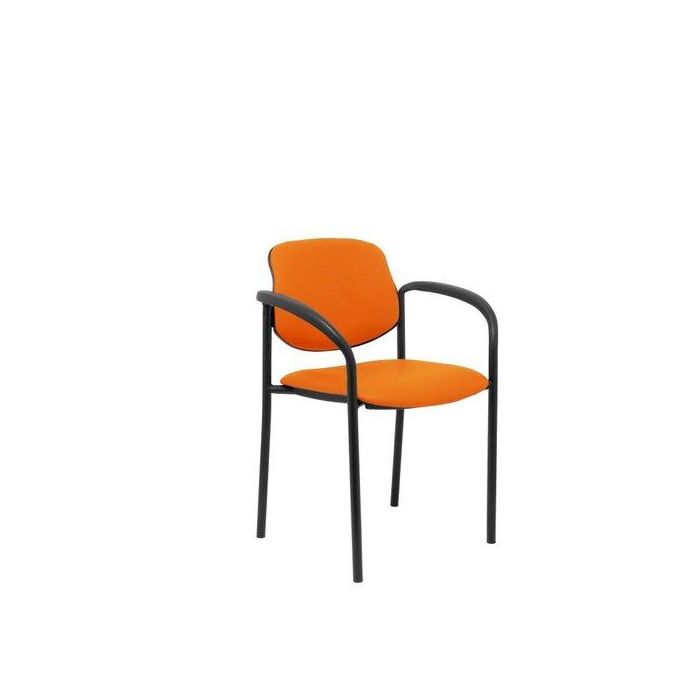 Silla Piqueras Y Crespo Villalgordo Confidente Brazos Fijos Chasis Negro Asiento Y Respaldo Tapizados Similpiel Naranja