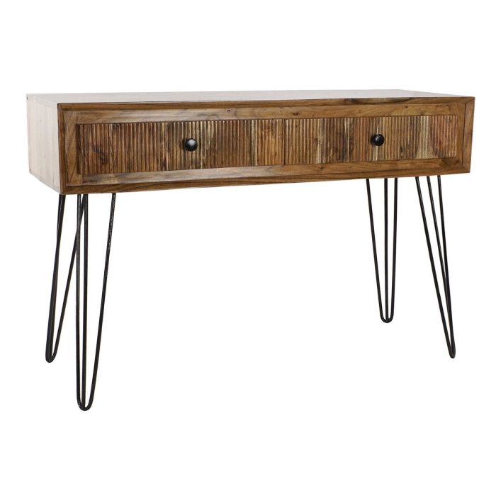 Consola DKD Home Decor 118 x 40 x 77 cm Negro Metal Marrón Acacia