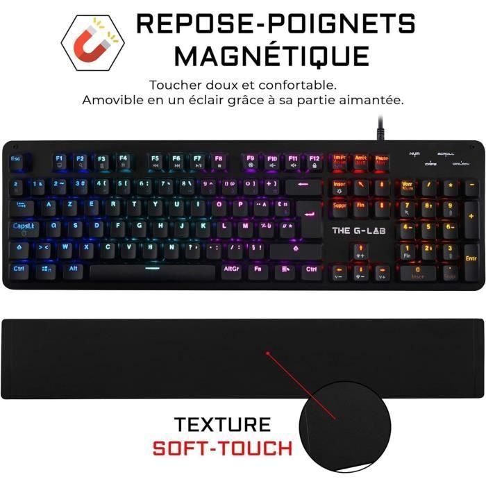 THE G-LAB Gaming Teclado mecánico retroiluminado de carbono - Switch Blues - Reposamanos - FR 2 THE G-LAB Gaming Teclado mecánico retroiluminado de carbono - Switch Blues - Reposamanos - FR 2