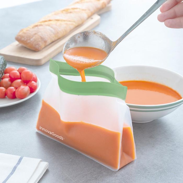 Innovagoods V0103189 Bolsas Reutilizables Herméticas Zags 6 Piezas 3 Tamaños: 2 Grandes, 2 Medianas, 2 Pequeñas 5