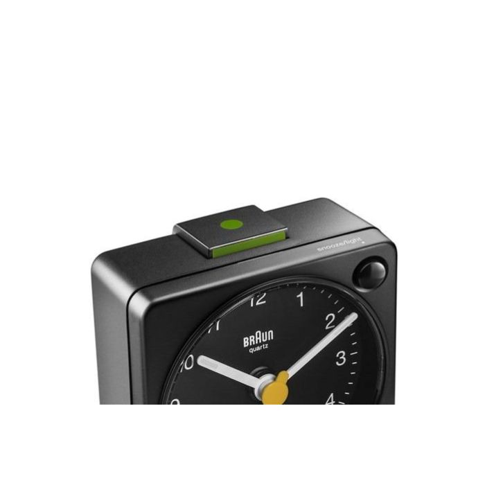 Braun BC-02-XB Reloj Despertador Clásico Analógico Negro con Luz de Fondo y Alarma Creciente