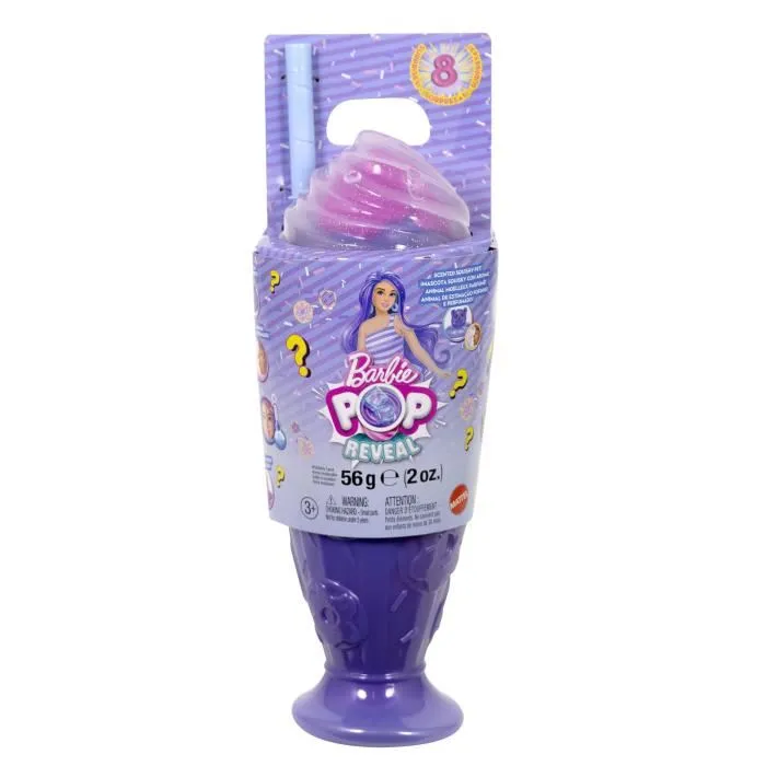 Mattel Barbie Muñeca Sorpresa Pop Reveal con Vaso Morado, Incluye 8 Sorpresas - Modelos Surtidos 3 Mattel Barbie Muñeca Sorpresa Pop Reveal con Vaso Morado, Incluye 8 Sorpresas - Modelos Surtidos 3