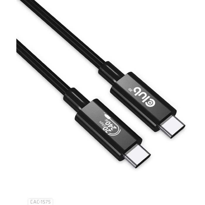 Club 3D CAC-1575 Cable USB 4 Tipo C a USB C, 240W PD, 20Gbps, 4K, 2m Macho a Macho Negro
