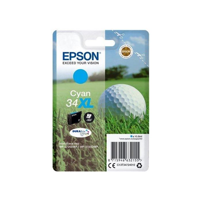 Epson 34XL Cartucho de Tinta Cian Durabrite Ultra, 10.8 mL