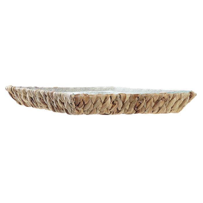 DKD Home Decor Bandeja Transparente Natural Cristal Fibra 33 x 5 x 33 cm 1