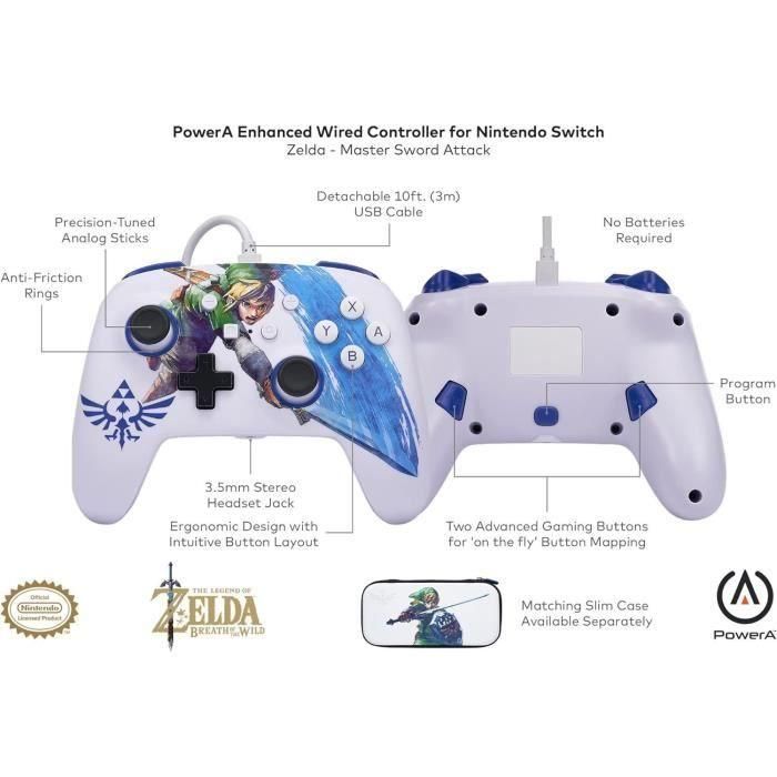 Power A 1526548-01 Mando con Cable Mejorado para Nintendo Switch - Diseño Legend of Zelda Master Sword Attack 1