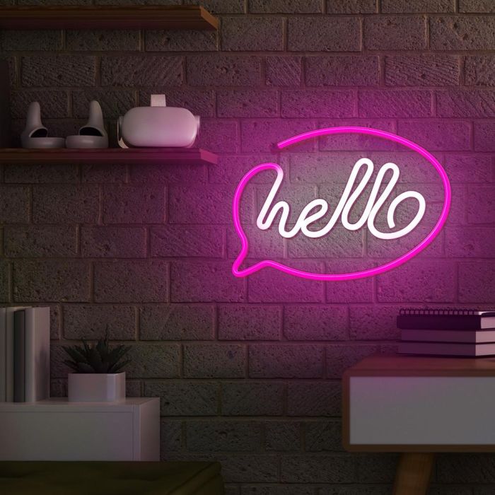 Forever Lampara Neon LED Hello Pink - Decoración Moderna para Hogar y Negocios 8