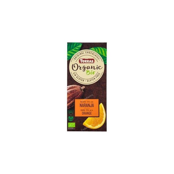 TORRAS Chocolate Negro 70% Cacao con Naranja 100 Gr Bio