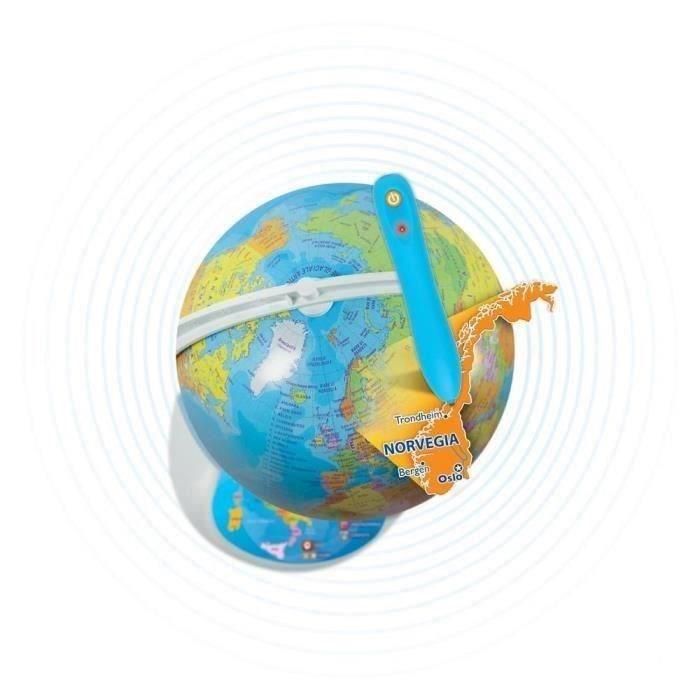 Clementoni EXPLORAGLOBE Connect Globo terrestre interactivo con lápiz óptico, +13 tipos de información y +500 preguntas. Para +7 años 1