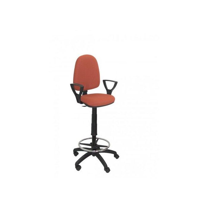 Taburete Piqueras Y Crespo Ayna Brazos Fijos Ergonomico Mecanismo De Contacto Permanente Regulable En Altura Y Aro Reposapies Asiento Y Respaldo Tapizados Bali Marron