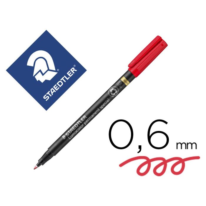 Rotulador Lumocolor Staedtler Retroproyeccion Punta De Fibra Permanente 319-2 Rojo Punta Fina Redonda 0.6 mm 10 unidades