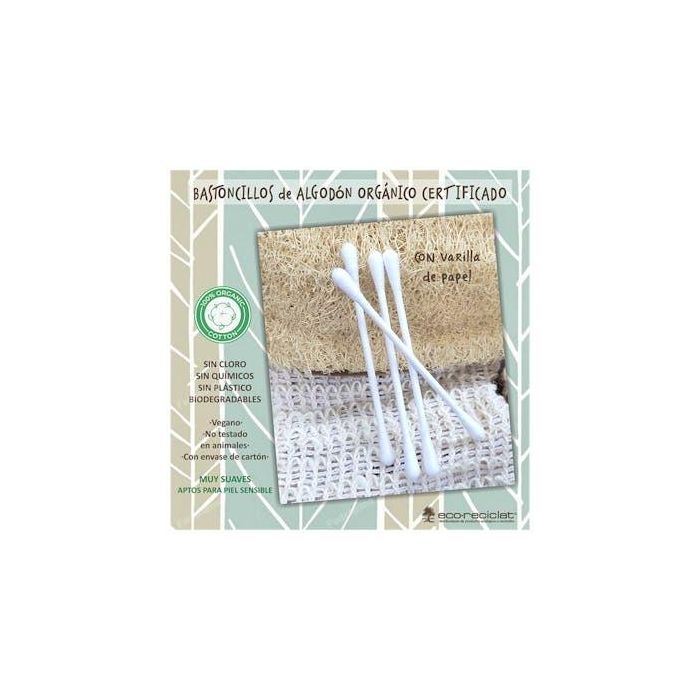 LARELLE Bastoncillos de Algodón Orgánico con Varilla de Papel, 200 Unidades