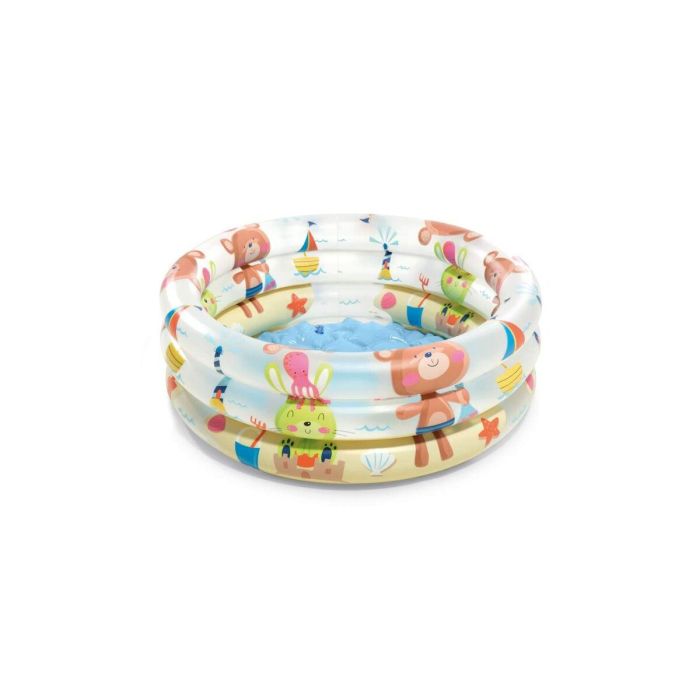 Piscina hinchable 3 aros animales con suelo hinchable (capacidad 28 litros)(1-3 años) 61x22 cm 1