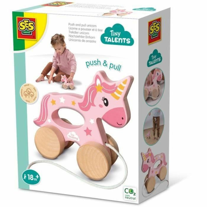 Ses Creative SES8710341131371 Unicornio de madera 2 en 1 para empujar y tirar rosa 0 Ses Creative SES8710341131371 Unicornio de madera 2 en 1 para empujar y tirar rosa 0