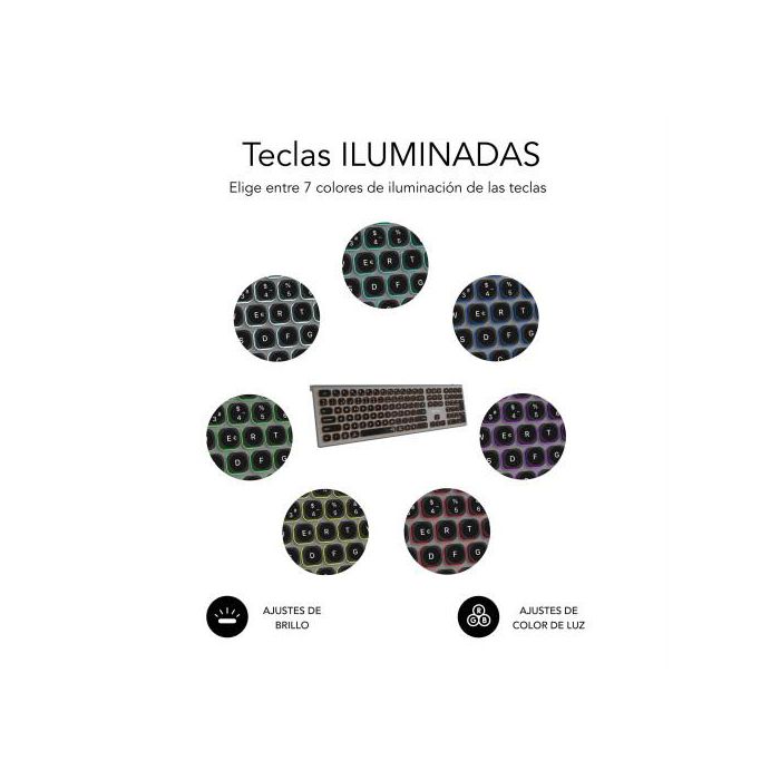 Subblim Teclado Bluetooth/2.4G Master Retroiluminado Extendido con Teclado Numérico y Conexión Multidispositivo USB-C Recargable QWERTY Español SUBKB-3MIE310 7