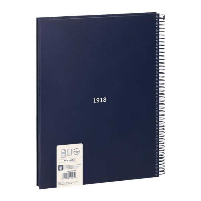 Milán Cuaderno A4 con Espiral Pautado 7 mm Azul Marino - Colección 430 Since 1918, Tapa Dura, 80 Hojas 1 Milán Cuaderno A4 con Espiral Pautado 7 mm Azul Marino - Colección 430 Since 1918, Tapa Dura, 80 Hojas 1