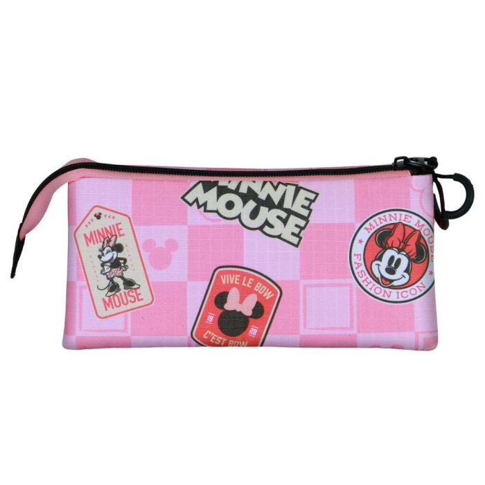 Disney Minnie Mouse Estuche Portatodo Triple Journey Rosa - 3 Compartimentos, Ripstop, Resistente a Líquidos 3 Disney Minnie Mouse Estuche Portatodo Triple Journey Rosa - 3 Compartimentos, Ripstop, Resistente a Líquidos 3