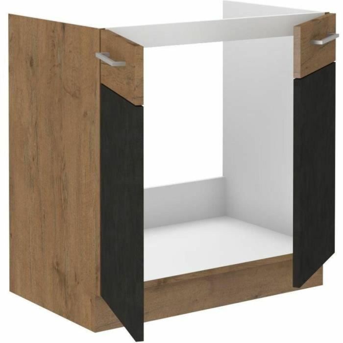 ROCKEVIER Mueble bajo fregadero ROCK Melamina Roble Lancelot y Gris Matera 1 Puerta L80 x H82 cm