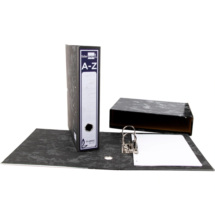 Liderpapel Classic Blue A4 Caja Archivador Negra para Oficina, Cartón Entrecolado, Mecanismo Palanca 75mm, Lomo 80mm 5