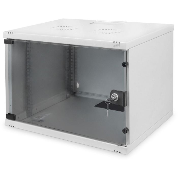 Digitus Armario mural 19" 7HE 370x540x400mm, puerta de cristal, gris (RAL 7035) sin montar