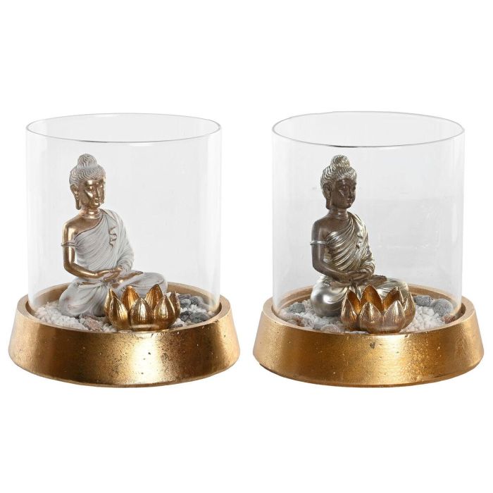 Figura Oriental DKD Home Decor Dorado Plateado 16 x 18 x 16 cm (2 Unidades)