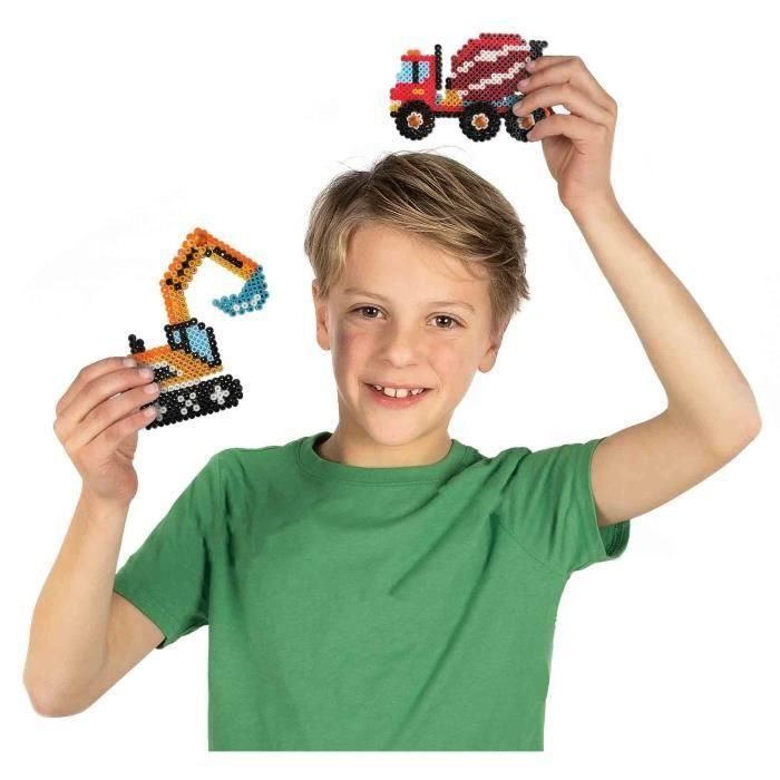 SES Creative SES8710341062064 Cuentas de planchado Camiones de construcción, Set para crear 5 tipos de vehículos 1