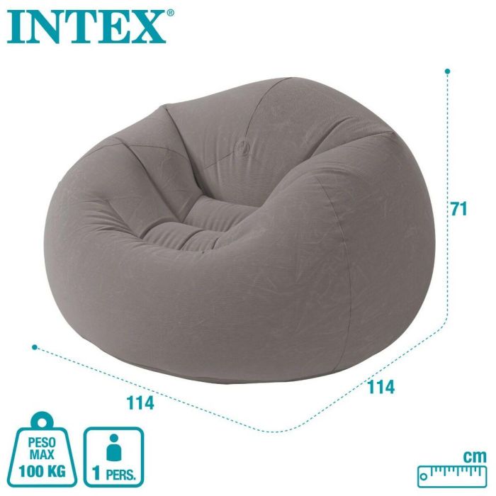 Sillón Hinchable Intex Gris 107 x 69 x 104 cm 114 x 71 x 114 cm (6 Unidades) 1
