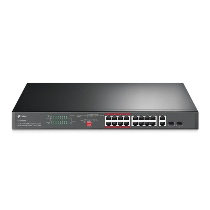 Tp-Link TL-SL1218MP Switch Gigabit 16 Puertos PoE+ 10/100 Mbps, 2 Puertos Gigabit RJ45, 2 Ranuras SFP, 250W Potencia PoE, Montaje en Rack 0 Tp-Link TL-SL1218MP Switch Gigabit 16 Puertos PoE+ 10/100 Mbps, 2 Puertos Gigabit RJ45, 2 Ranuras SFP, 250W Potencia PoE, Montaje en Rack 0