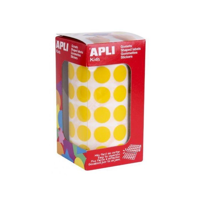 Apli Gomets Redondos 15 mm Rollo Amarillo -Rollo 2832 Unidades- Apli Gomets Redondos 15 mm Rollo Amarillo -Rollo 2832 Unidades-