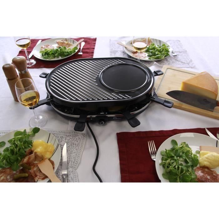 Máquina de raclette - LITTLE BALANCE - Multi queso - 1200 W - 8 personas - Parrilla extraíble / crepe - Azul noche