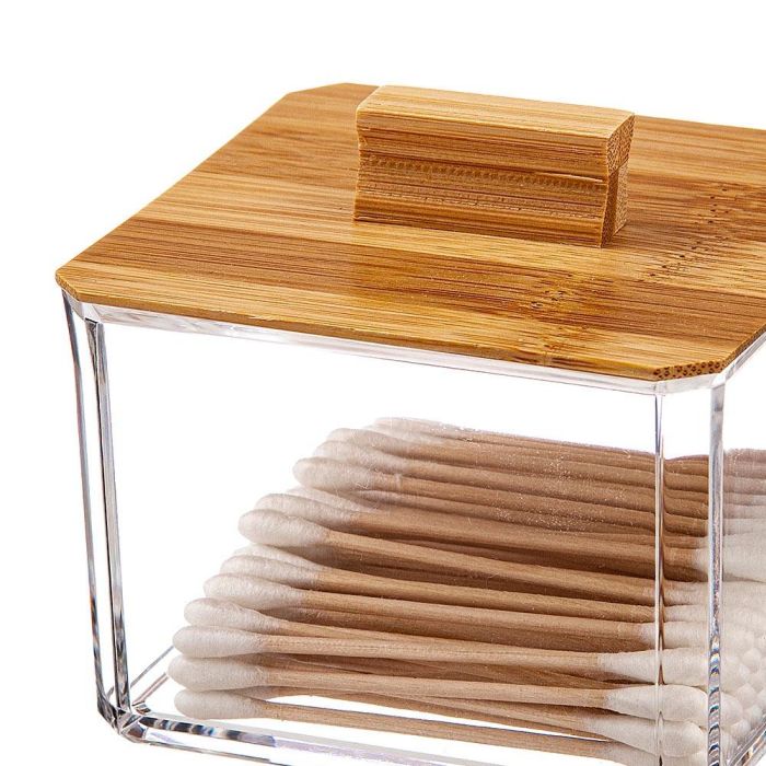 Ballete Organizador cosméticos cuadrado tapa bambú 9.5x9.5x8 cm 1 Ballete Organizador cosméticos cuadrado tapa bambú 9.5x9.5x8 cm 1