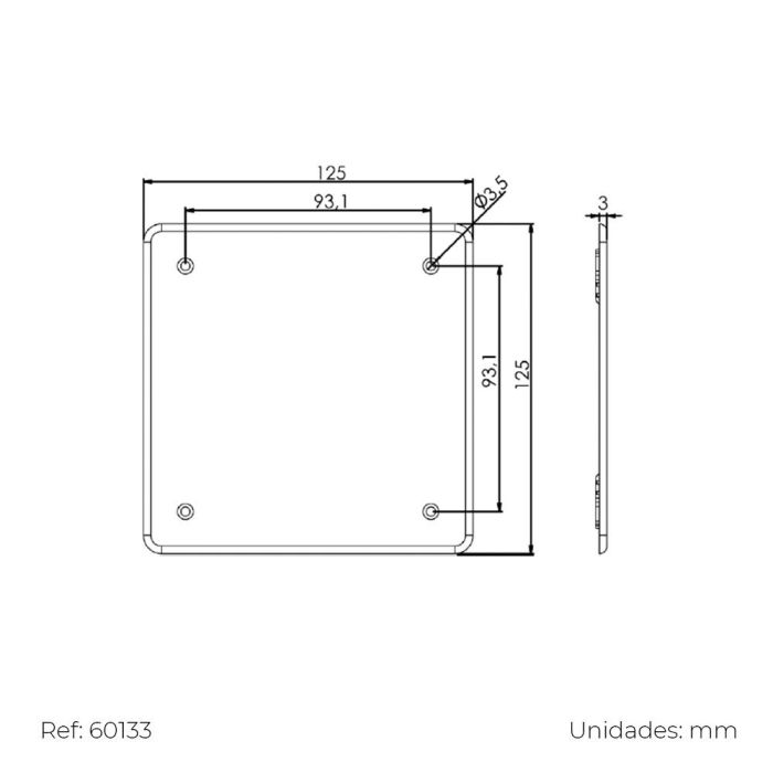 Tapa cuadrada para caja 100x100mm con tornillos solera 62t 1