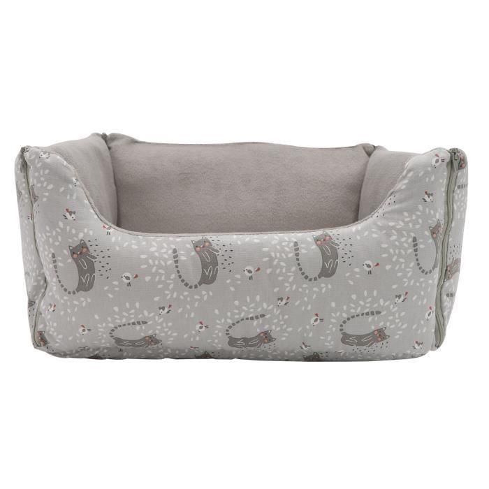 AIME Cesta para gato y perro pequeño, en piel, Cesta estampada Comodidad para dormir Suave, esponjosa, plegable, reversible, tamaño S 48x37x1 1