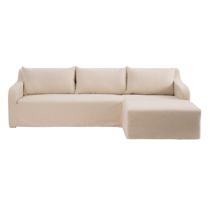 Sofá Chaise Longue Beige Tejido Salón 249 X 160 X 73 cm