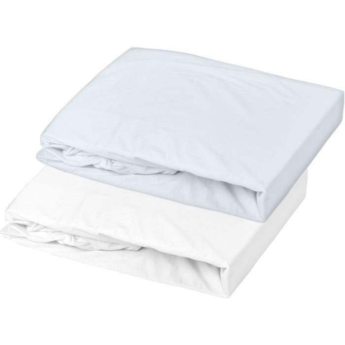 P'Tit Dodo PTI3700948342497 Juego de 2 Sábanas Bajeras Jersey 70x140 cm Blanco / Azul Claro P'Tit Dodo PTI3700948342497 Juego de 2 Sábanas Bajeras Jersey 70x140 cm Blanco / Azul Claro