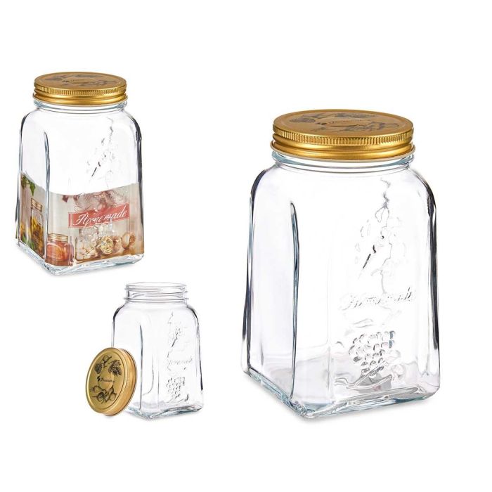 Pasabahce Tarro Homemade 1000 ml Vidrio y Metal Transparente y Oro 9.8 x 17 x 9.8 cm (Set de 12)