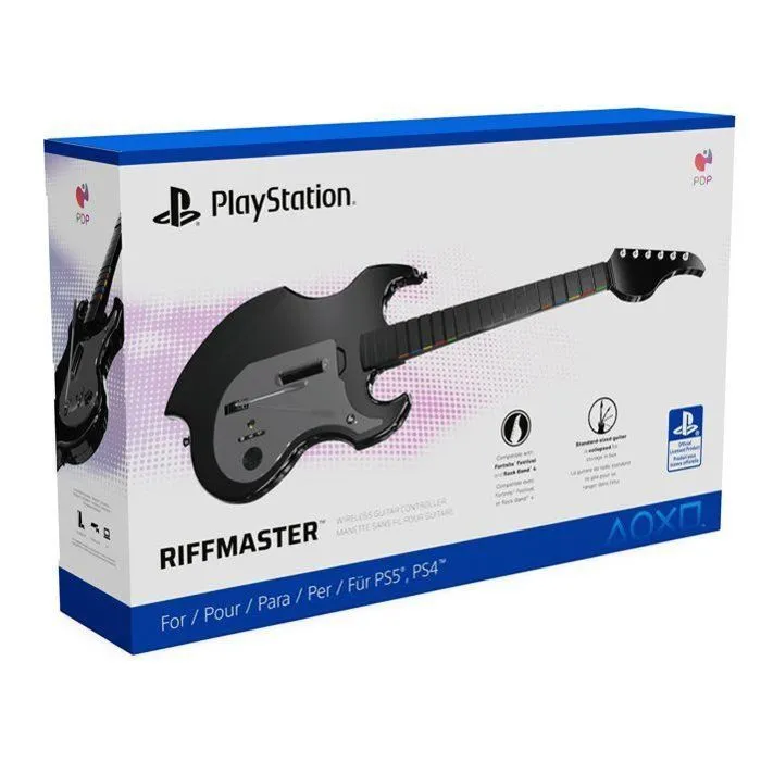 PDP Guitarra Inalámbrica Riffmaster PDP1717630706377 para PlayStation 4, PlayStation 5 y PC - Negra 1