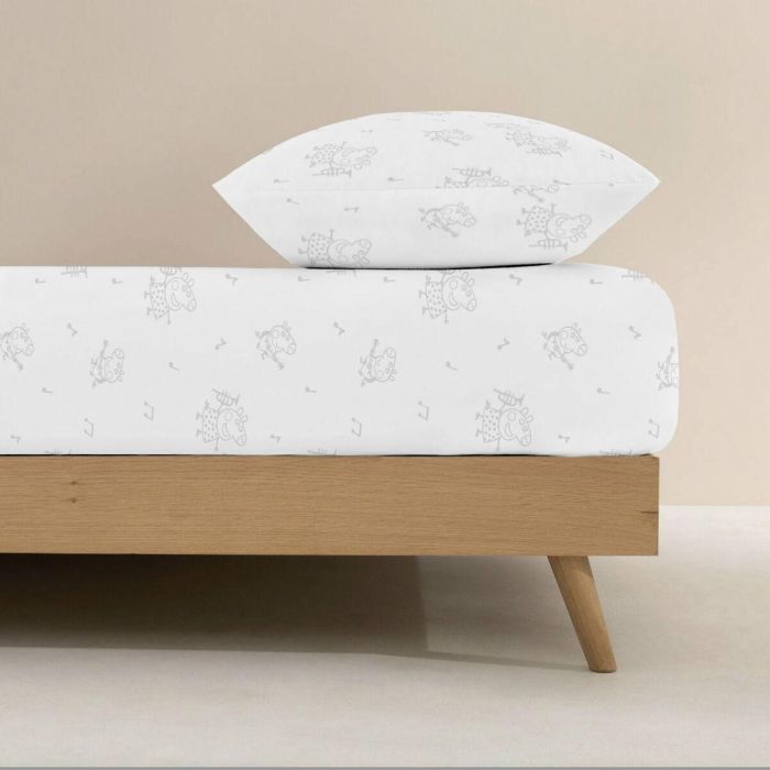 Sábana Bajera Ajustable Peppa Pig Blanco Gris 90 x 200 cm 100 % algodón 2 Sábana Bajera Ajustable Peppa Pig Blanco Gris 90 x 200 cm 100 % algodón 2