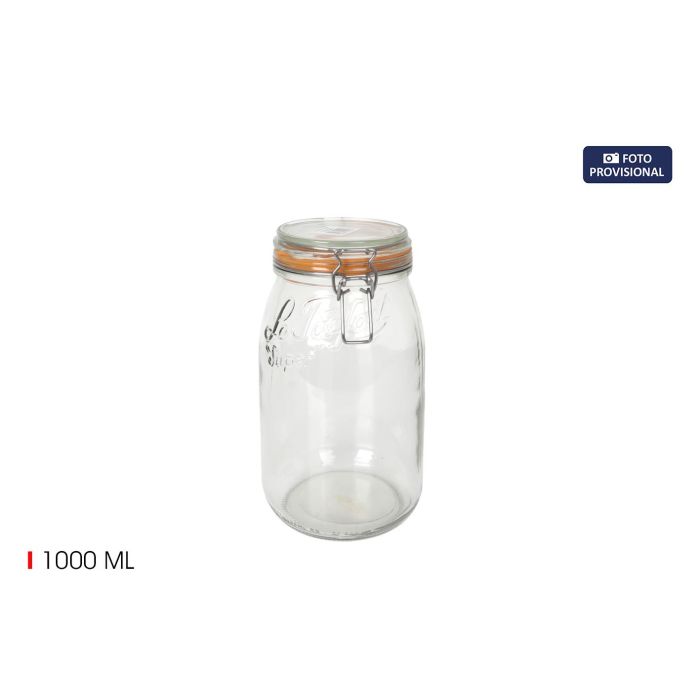 Inde Tarro Hermético de Vidrio Super 1000 ml con Cierre de 85 mm de Diámetro (6 Unidades)