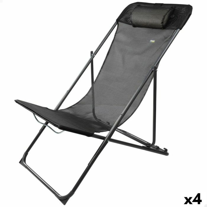 Tumbona reclinable Aktive Negro 53 x 87 x 78 cm (4 Unidades) Tumbona reclinable Aktive Negro 53 x 87 x 78 cm (4 Unidades)