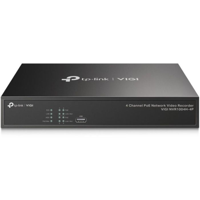 TP-Link VIGI NVR1004H-4P Grabador de vídeo en red (NVR) Negro 4 Canales 4K 10TB